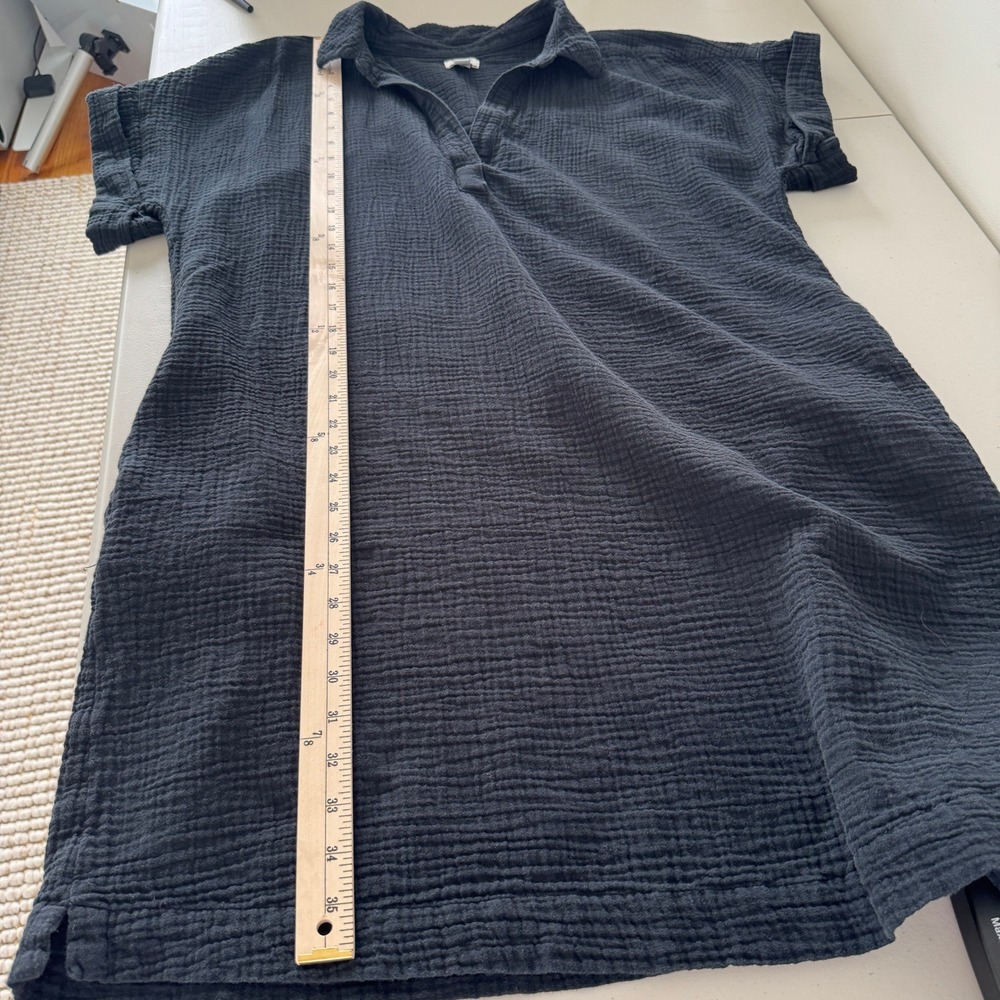 J.Crew Cotton Gauze Summer Dress XL Black Coastal Minimalist Capsule 90s Beach - Picture 15 of 16